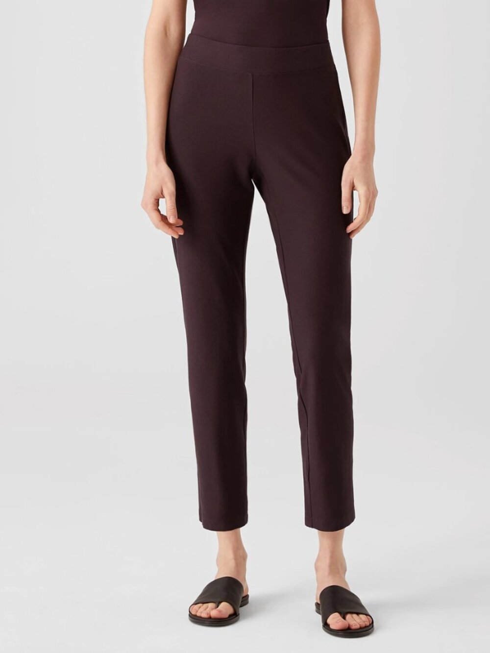 Eileen Fisher Washable Stretch Crepe Slim Ankle Pants in Casis Size L NWT